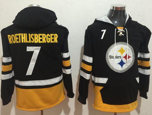 Nike Steelers #7 Ben Roethlisberger Black/Gold Name & Number Pullover NFL Hoodie